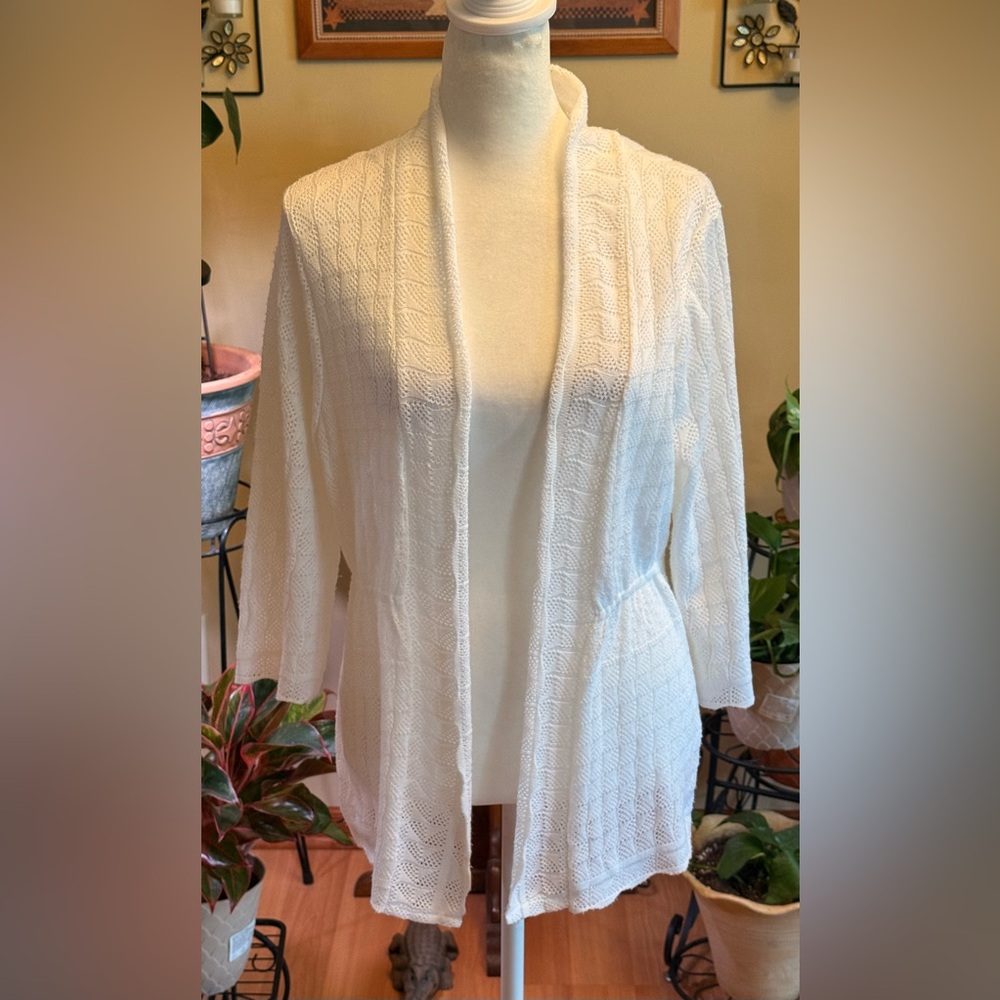 Notations White Open Front Cardigan